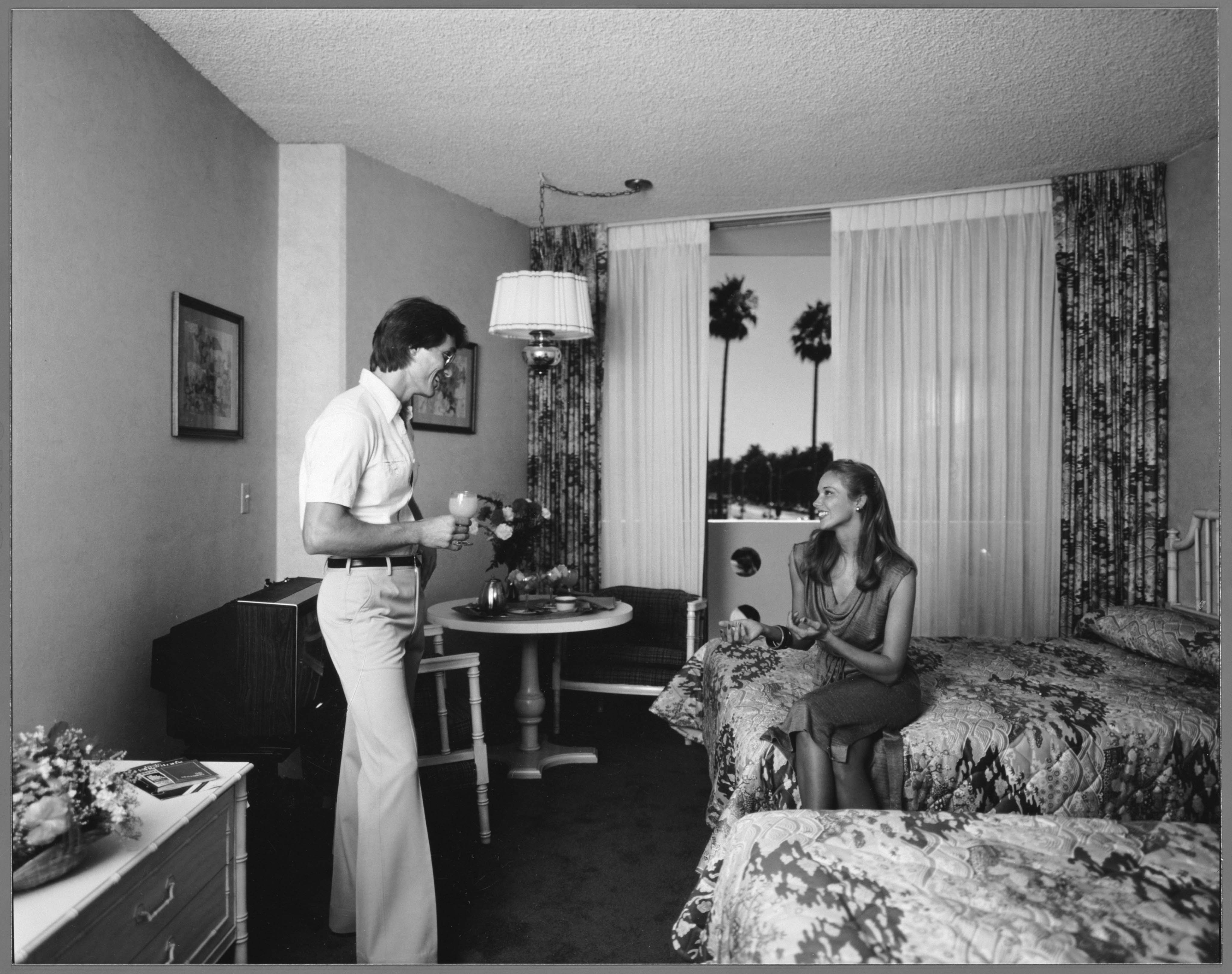 Historical Image of Guests in Guestroom Fairmont Miramar Hotel & Bungalows Santa Monica California